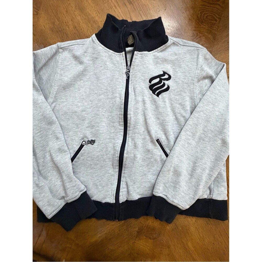 Rocawear Gray Zip-Front Hoodie with Black Trim